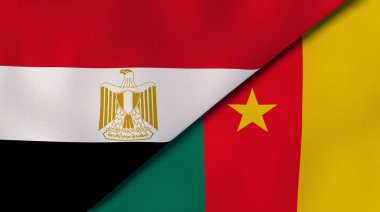 Mısır ve Kamerun 'un iki bayrağı. Kaliteli bir iş geçmişi. 3d illüstrasyon