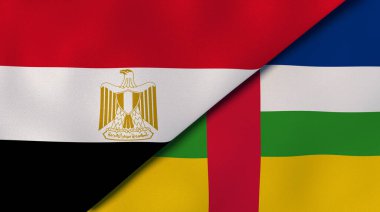 Mısır ve Orta Afrika Cumhuriyeti 'nin iki bayrağı. Kaliteli bir iş geçmişi. 3d illüstrasyon