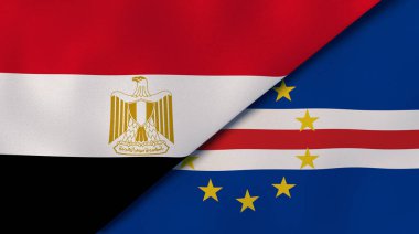Mısır ve Cape Verde 'nin iki bayrağı. Kaliteli bir iş geçmişi. 3d illüstrasyon
