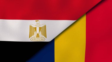 Mısır ve Çad 'ın iki bayrağı. Kaliteli bir iş geçmişi. 3d illüstrasyon