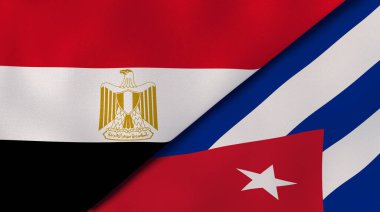 Mısır ve Küba 'nın iki bayrağı. Kaliteli bir iş geçmişi. 3d illüstrasyon