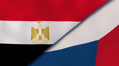 Mısır ve Çek Cumhuriyeti 'nin iki bayrağı. Kaliteli bir iş geçmişi. 3d illüstrasyon