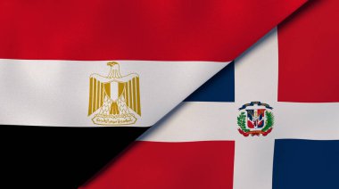 Mısır ve Dominik Cumhuriyeti 'nin iki bayrağı. Kaliteli bir iş geçmişi. 3d illüstrasyon