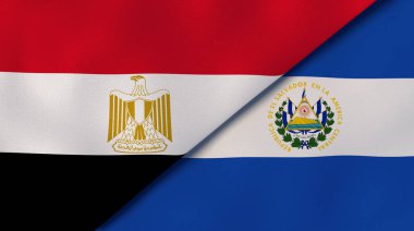 Mısır ve El Salvador 'un iki bayrağı. Kaliteli bir iş geçmişi. 3d illüstrasyon