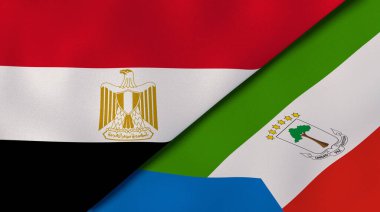 Mısır ve Ekvator Ginesi 'nin iki bayrağı. Kaliteli bir iş geçmişi. 3d illüstrasyon