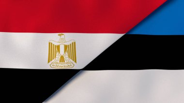 Mısır ve Estonya 'nın iki bayrağı. Kaliteli bir iş geçmişi. 3d illüstrasyon