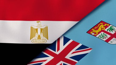 Mısır ve Fiji 'nin iki bayrağı. Kaliteli bir iş geçmişi. 3d illüstrasyon