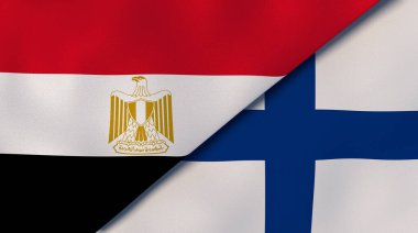 Mısır ve Finlandiya 'nın iki bayrağı. Kaliteli bir iş geçmişi. 3d illüstrasyon