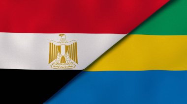 Mısır ve Gabon 'un iki bayrağı. Kaliteli bir iş geçmişi. 3d illüstrasyon