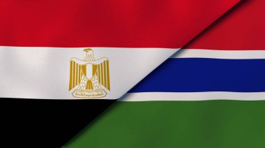 Mısır ve Gambiya 'nın iki bayrağı. Kaliteli bir iş geçmişi. 3d illüstrasyon