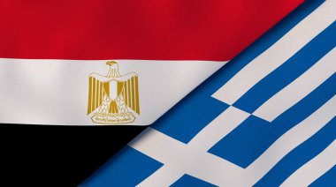 Mısır ve Yunanistan 'ın iki bayrağı. Kaliteli bir iş geçmişi. 3d illüstrasyon