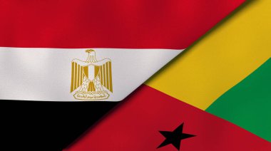 Mısır ve Gine Bissau 'nun iki bayrağı. Kaliteli bir iş geçmişi. 3d illüstrasyon