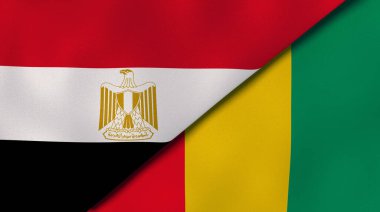 Mısır ve Gine 'nin iki bayrağı. Kaliteli bir iş geçmişi. 3d illüstrasyon