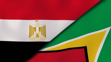 Mısır ve Guyana 'nın iki bayrağı. Kaliteli bir iş geçmişi. 3d illüstrasyon