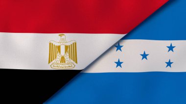 Mısır ve Honduras 'ın iki bayrağı. Kaliteli bir iş geçmişi. 3d illüstrasyon