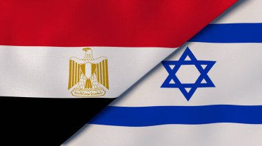 Mısır ve İsrail 'in iki bayrağı. Kaliteli bir iş geçmişi. 3d illüstrasyon