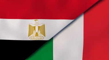 Mısır ve İtalya 'nın iki bayrağı. Kaliteli bir iş geçmişi. 3d illüstrasyon