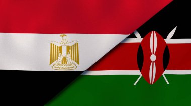 Mısır ve Kenya 'nın iki bayrağı. Kaliteli bir iş geçmişi. 3d illüstrasyon