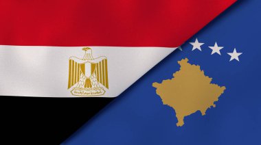Mısır ve Kosova 'nın iki bayrağı. Kaliteli bir iş geçmişi. 3d illüstrasyon