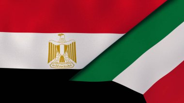 Mısır ve Kuveyt 'in iki bayrağı. Kaliteli bir iş geçmişi. 3d illüstrasyon