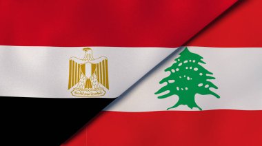 Mısır ve Lübnan 'ın iki bayrağı. Kaliteli bir iş geçmişi. 3d illüstrasyon