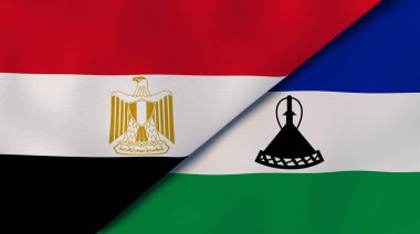 Mısır ve Lesotho 'nun iki bayrağı. Kaliteli bir iş geçmişi. 3d illüstrasyon