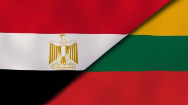 Mısır ve Litvanya 'nın iki bayrağı. Kaliteli bir iş geçmişi. 3d illüstrasyon