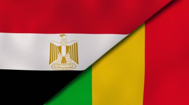 Mısır ve Mali 'nin iki bayrağı. Kaliteli bir iş geçmişi. 3d illüstrasyon