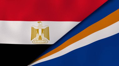 Mısır ve Marshall Adaları 'nın iki bayrağı. Kaliteli bir iş geçmişi. 3d illüstrasyon