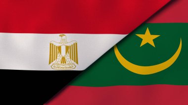Mısır ve Moritanya 'nın iki bayrağı. Kaliteli bir iş geçmişi. 3d illüstrasyon