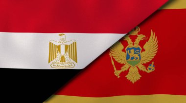 Mısır ve Karadağ 'ın iki bayrağı. Kaliteli bir iş geçmişi. 3d illüstrasyon