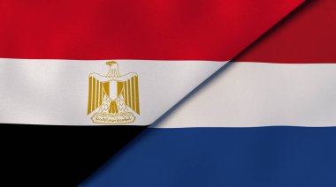 Mısır ve Hollanda 'nın iki bayrağı. Kaliteli bir iş geçmişi. 3d illüstrasyon