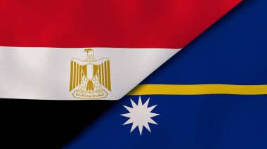 Mısır ve Nauru 'nun iki bayrağı. Kaliteli bir iş geçmişi. 3d illüstrasyon