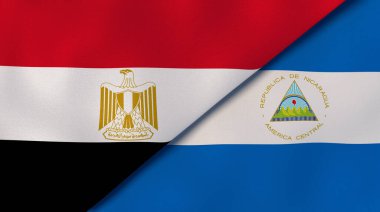 Mısır ve Nikaragua 'nın iki bayrağı. Kaliteli bir iş geçmişi. 3d illüstrasyon