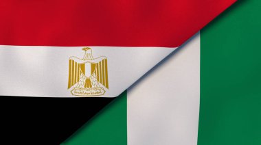 Mısır ve Nijerya 'nın iki bayrağı. Kaliteli bir iş geçmişi. 3d illüstrasyon