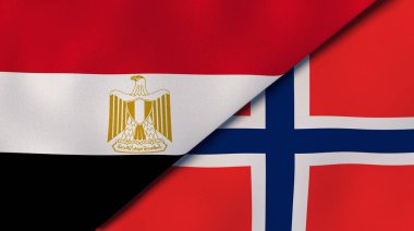 Mısır ve Norveç 'in iki bayrağı. Kaliteli bir iş geçmişi. 3d illüstrasyon