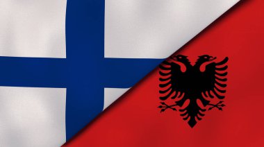 Finlandiya ve Arnavutluk 'un iki bayrağı. Kaliteli bir iş geçmişi. 3d illüstrasyon