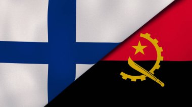 Finlandiya ve Angola 'nın iki bayrağı. Kaliteli bir iş geçmişi. 3d illüstrasyon