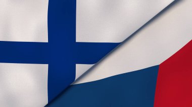 Finlandiya ve Çek Cumhuriyeti 'nin iki bayrağı. Kaliteli bir iş geçmişi. 3d illüstrasyon