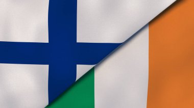 Finlandiya ve İrlanda 'nın iki bayrağı. Kaliteli bir iş geçmişi. 3d illüstrasyon