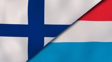Finlandiya ve Lüksemburg 'un iki bayrağı. Kaliteli bir iş geçmişi. 3d illüstrasyon