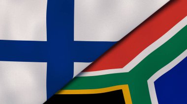 Finlandiya ve Güney Afrika 'nın iki bayrağı. Kaliteli bir iş geçmişi. 3d illüstrasyon