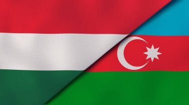 Macaristan ve Azerbaycan 'ın iki bayrağı. Kaliteli bir iş geçmişi. 3d illüstrasyon