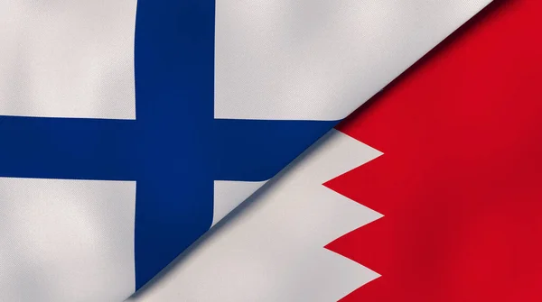 Dwie Flagi Stanowe Finlandii Bahrajnu Wysokiej Jakości Doświadczenie Biznesowe Ilustracja — Zdjęcie stockowe