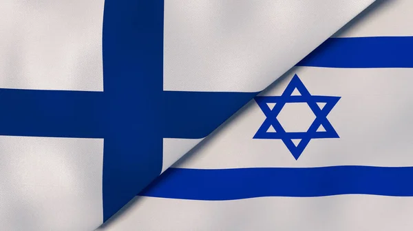 Zwei Staaten Flaggen Von Finnland Und Israel Hochwertiger Geschäftlicher Hintergrund — Stockfoto