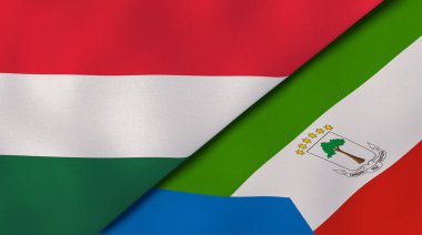 Macaristan ve Ekvator Ginesi 'nin iki bayrağı. Kaliteli bir iş geçmişi. 3d illüstrasyon