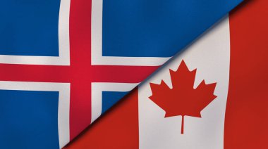 İzlanda ve Kanada 'nın iki eyaleti. Kaliteli bir iş geçmişi. 3d illüstrasyon