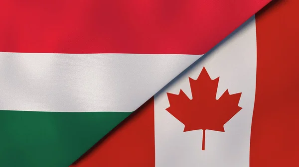 Dwa Państwa Bandery Węgier Kanady Wysokiej Jakości Doświadczenie Biznesowe Ilustracja — Zdjęcie stockowe