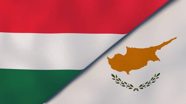 Two States Flags Hungary Cyprus High Quality Business Background Illustration — Stock Photo, Image