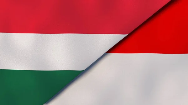 Флаги Двух Государств Венгрии Индонезии Высококачественный Бизнес Фон Иллюстрация — стоковое фото